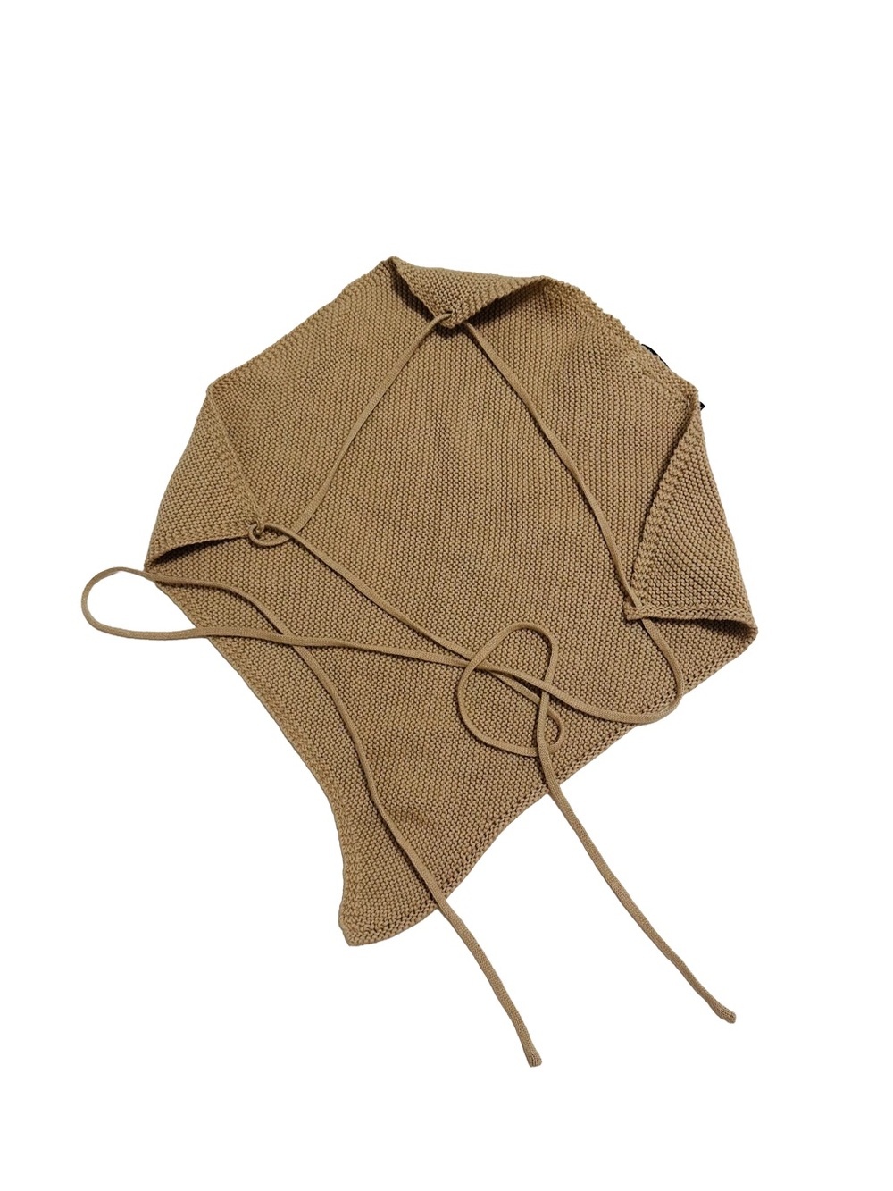 Knit Tie-Back Crop Top in Tan - Picture 1 of 8